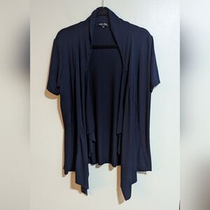 Urban Coco Navy Blue Open Front Short Sleeve Draped Cardigan Size XXL